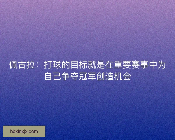 佩古拉：打球的目标就是在重要赛事中为自己争夺冠军创造机会