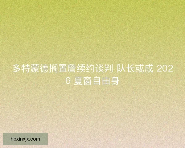 多特蒙德搁置詹续约谈判 队长或成 2026 夏窗自由身