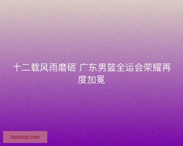 十二载风雨磨砺 广东男篮全运会荣耀再度加冕