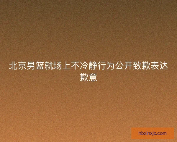 北京男篮就场上不冷静行为公开致歉表达歉意