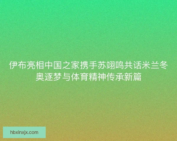 伊布亮相中国之家携手苏翊鸣共话米兰冬奥逐梦与体育精神传承新篇