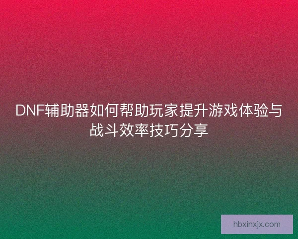 DNF辅助器如何帮助玩家提升游戏体验与战斗效率技巧分享